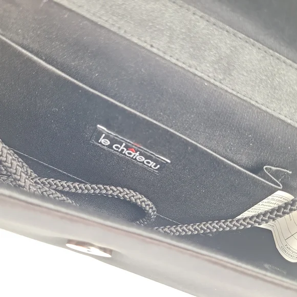 Vintage Le Château Black Satin Evening Clutch Bag w Bow | Formal Prom Wedding - Picture 10 of 16